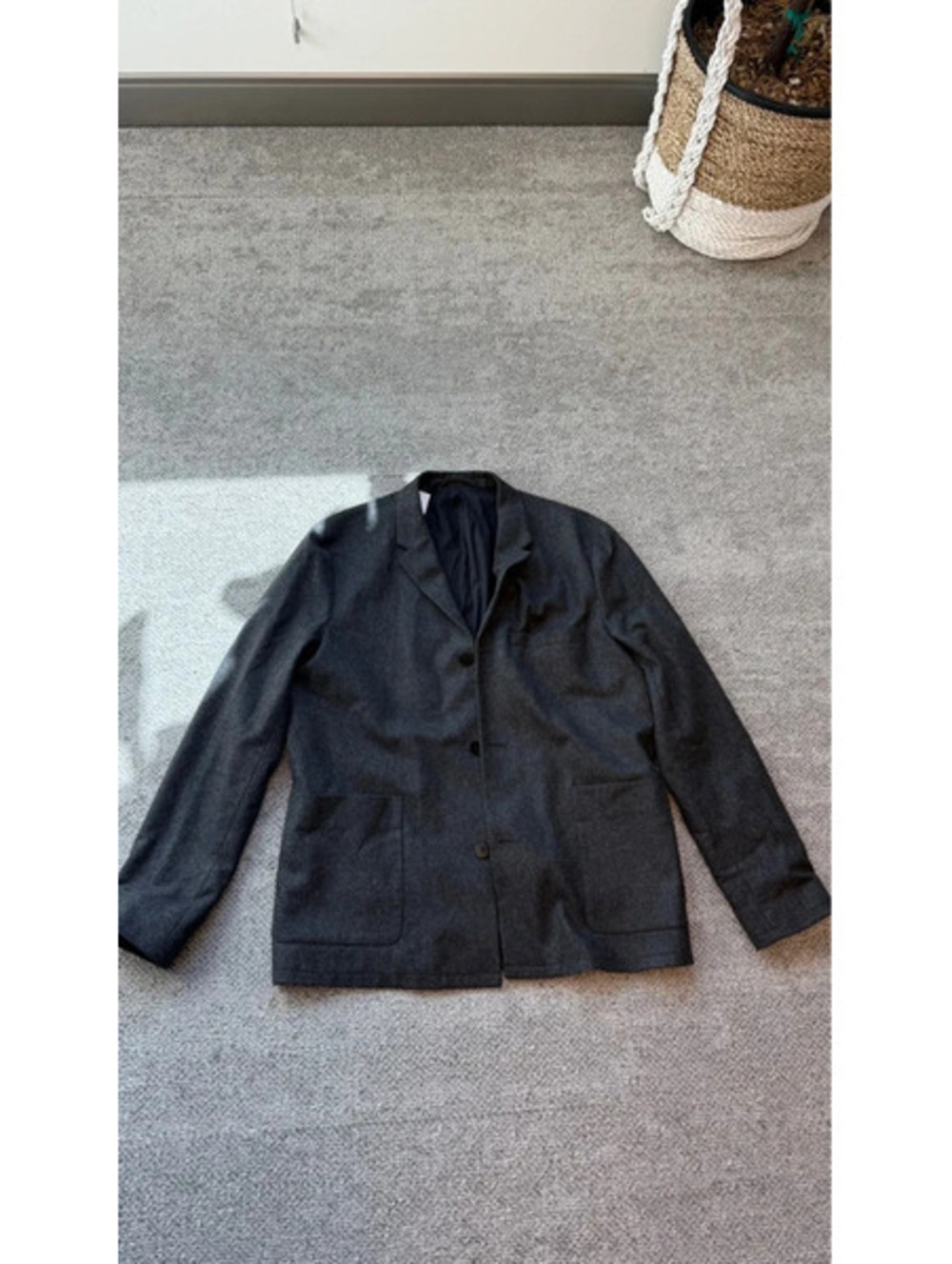COS 40R Charcoal Wool Cashmere 3 Button Patch Pocket Blazer